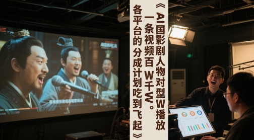 AI三国影视剧人物对口型唱歌玩法，一条视频百W千W播放，各平台的分成计划吃到飞起-网创资源