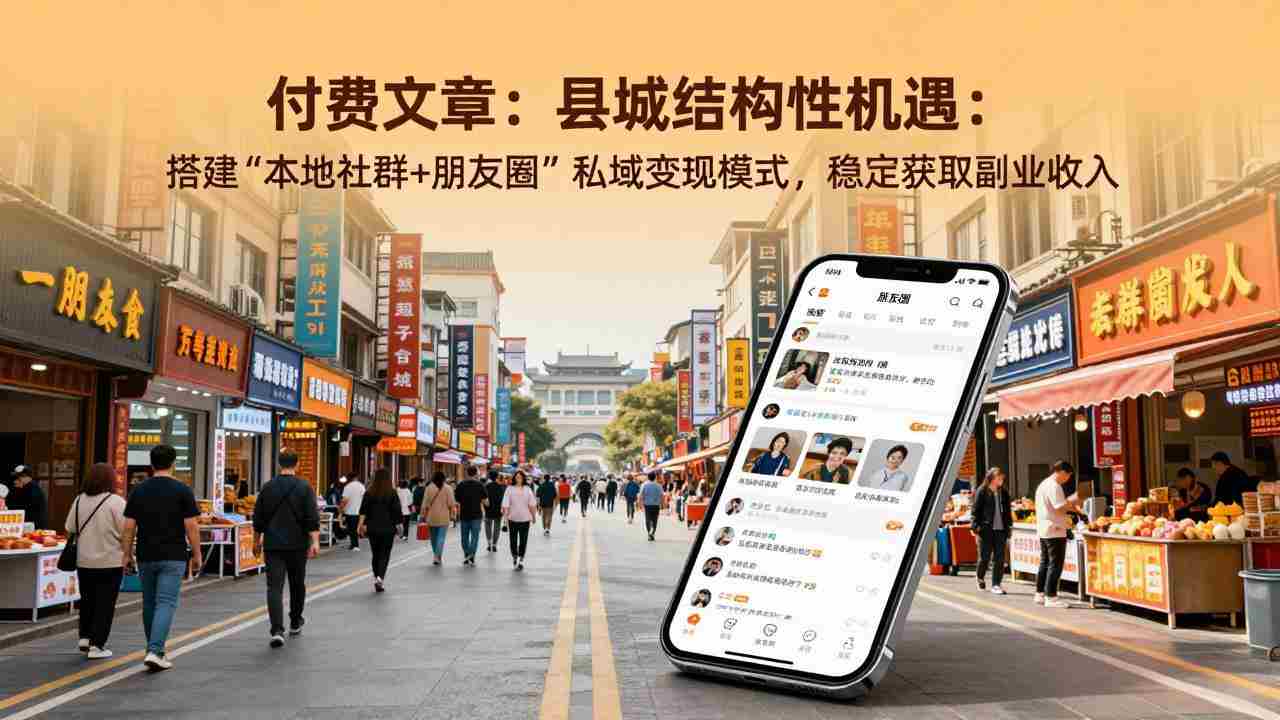 （17518期）付费文章：县城结构性机遇：搭建“本地社群+朋友圈”私域变现模式，稳定获取副业收入-网创资源