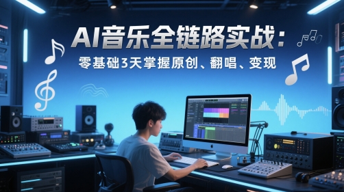 AI音乐全链路实战变现课：零基础3天掌握原创、翻唱、变现-网创资源
