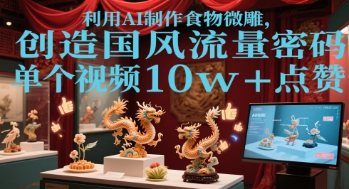 利用AI制作食物微雕，创造国风流量密码，单个视频10w+点赞-网创资源