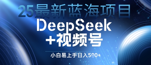 25最新蓝海项目DeepSeek+视频号，小白易上手日入几张-网创资源
