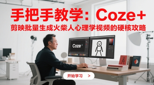 手把手教学：Coze + 剪映批量生成火柴人心理学视频的硬核攻略-网创资源