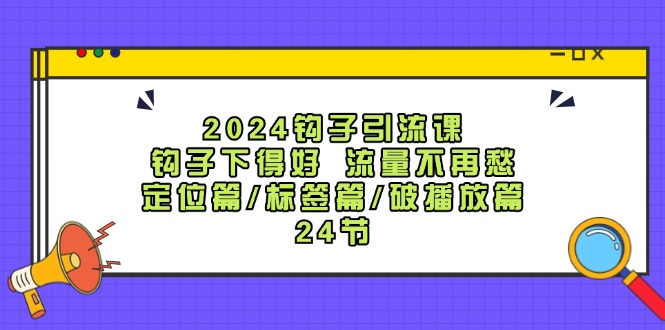 2024钩子引流课：钩子下得好流量不再愁，定位篇/标签篇/破播放篇/24节-网创资源