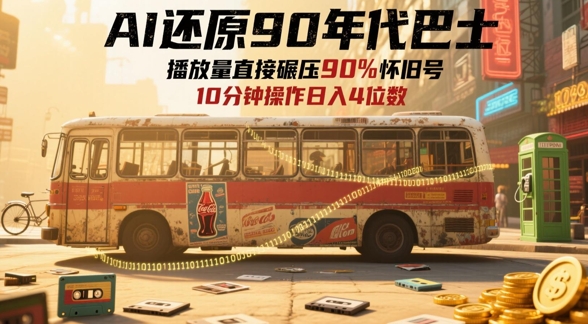 AI还原90年代巴士，一帧就让70后泪崩，播放量直接碾压90%怀旧号，每天操作十分钟，日入四位数-网创资源