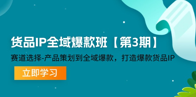 货品IP全域爆款班【第3期】赛道选择、产品策划到全域爆款，打造爆款货品IP-网创资源
