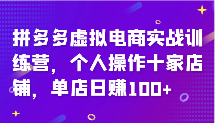 拼多多虚拟电商实战训练营，个人操作十家店铺，单店日赚100+-网创资源