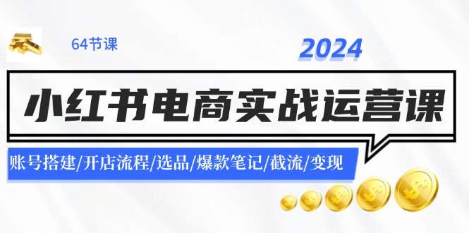 2024小红书电商实战演练运营课：账户构建/开店的流程/选款/爆品手记/截留/转现-网创资源