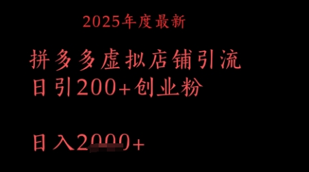 拼多多复制粘贴日引200+付费创业粉，月入1w最新教程-网创资源