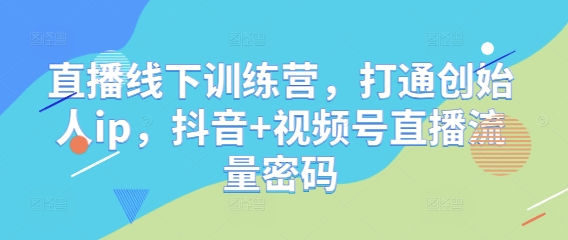 直播线下训练营，打通创始人ip，抖音+视频号直播流量密码-网创资源