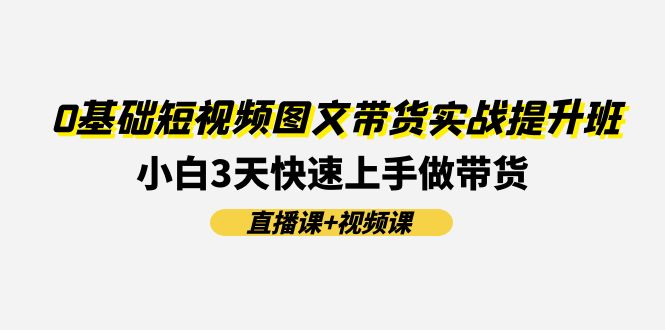 0基础短视频图文带货实战提升班，小白3天快速上手做带货(直播课+视频课)-网创资源
