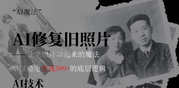 AI 魔法：让泛黄旧照变成朋友圈爆款视频，私域转化率提升50%，单日变现5张-网创资源