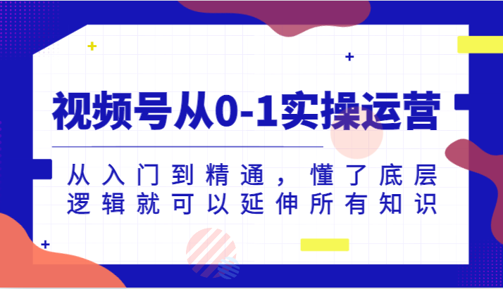 微信视频号从0-1实际操作经营，实用教程，明白了底层思维就能延展全部专业知识（升级2024.7）-网创资源