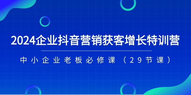 2024企业抖音营销拓客提高夏令营，中小型企业老总必修课程（29堂课）-网创资源