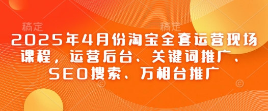 2025年4月份淘宝全套运营现场课程，运营后台、关键词推广、SEO搜索、万相台推广-网创资源