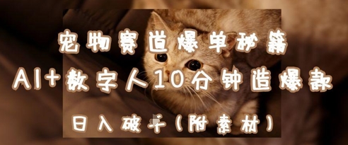 宠物赛道爆单秘籍：AI+数字人10分钟造爆款，日入1k-网创资源