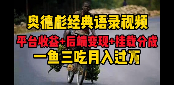 奥德彪经典语录做好一条视频分发全平台，平台收益+后端变现+挂载程序，一鱼三吃多重变现-网创资源