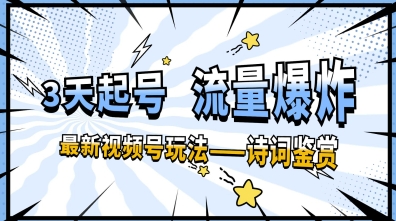 一天收入几张，视频号最新赛道—诗词鉴赏，3天必起，流量爆炸，新人也能轻松上手-网创资源