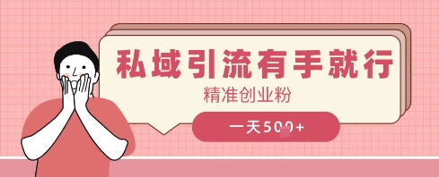 私域引流有手就行，日引500+精准创业粉-网创资源
