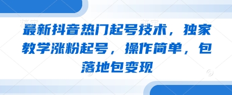 最新抖音热门起号技术，独家教学涨粉起号，操作简单，包落地包变现-网创资源