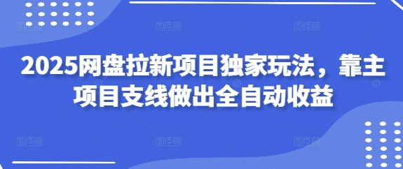 2025网盘拉新项目独家玩法，靠主项目支线做出全自动收益-网创资源