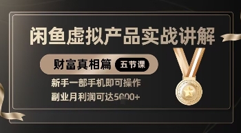 精品！闲鱼虚拟产品实战讲解，新手一部手机即可操作，副业月利润可达5k+-网创资源