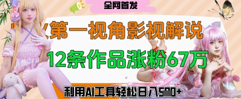 爆火第一人称视角影视解说，12条作品涨粉67W，巧用AI工具，轻松日入几张-网创资源