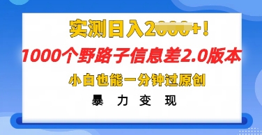 2025抖音1000个野路子信息差最新玩法，一分钟过原创，暴力变现月入几k-网创资源