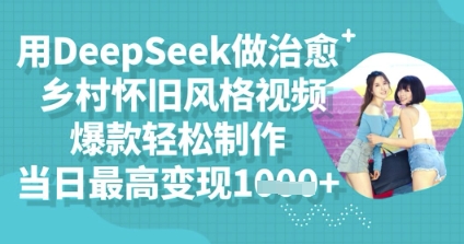 用DeepSeek做治愈乡村怀旧风格视频，爆款轻松制作，当日最高变现多张-网创资源