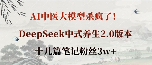 AI中医大模型杀疯了！DeepSeek中式养生2.0版本，十几篇笔记粉丝3w+-网创资源