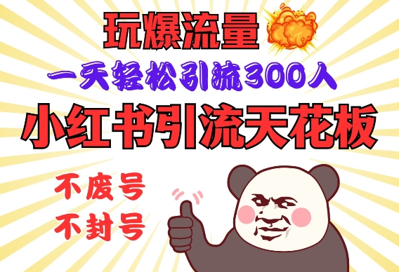 小红书引流天花板，玩爆流量，一天轻松引流300人，安全操作-网创资源