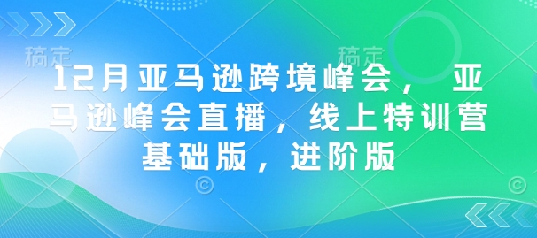 12月亚马逊跨境峰会， 亚马逊峰会直播，线上特训营基础版，进阶版-网创资源