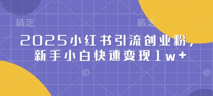 2025小红书引流创业粉，新手小白快速变现1w+-网创资源