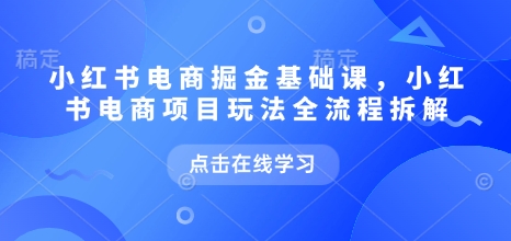 小红书电商掘金课，小红书电商项目玩法全流程拆解-网创资源
