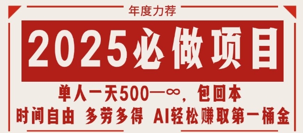 2025必做项目，时间自由，多劳多得，日入多张无上限-网创资源