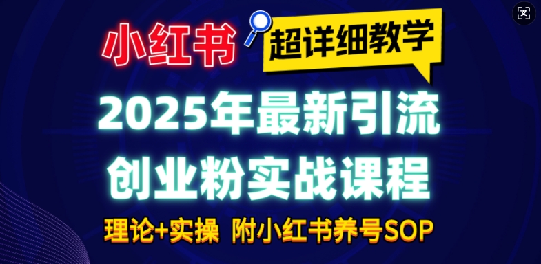 2025年最新小红书引流创业粉实战课程【超详细教学】小白轻松上手，月入1W+，附小红书养号SOP-网创资源