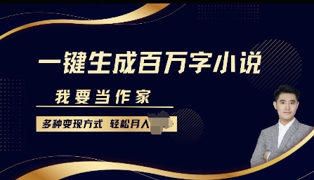 我要当作家，一键生成百万字小说，多种变现方式，轻松月入过W+-网创资源