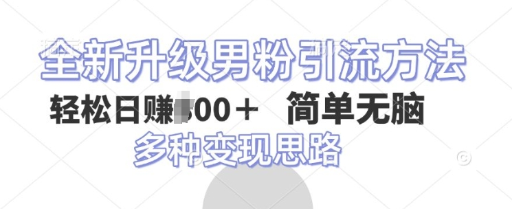 全新升级男粉引流方法，不需要真人出境，不需要你有才艺，二创风格 简单暴力-网创资源