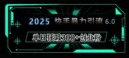 2025年快手6.0保姆级教程震撼来袭，单日狂吸300+精准创业粉-网创资源