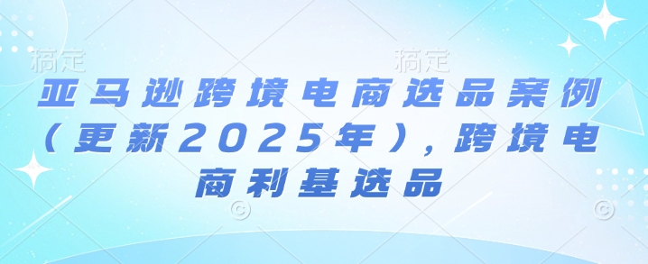 亚马逊跨境电商选品案例(更新2025年)，跨境电商利基选品-网创资源