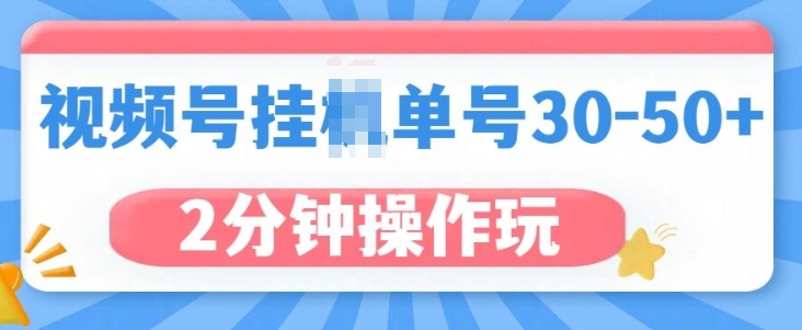 视频号无脑挂JI，单号30-50+，可批量放大-网创资源