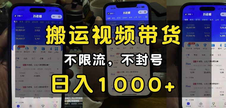 “小白必看”搬运视频带货玩法，不限流，不封号，纯自然流，日入1k-网创资源