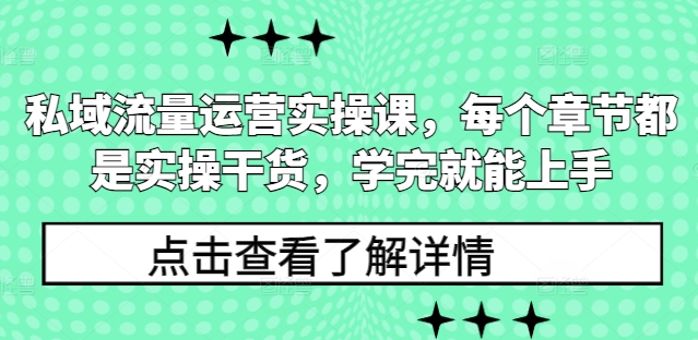 私域流量运营实操课，每个章节都是实操干货，学完就能上手-网创资源