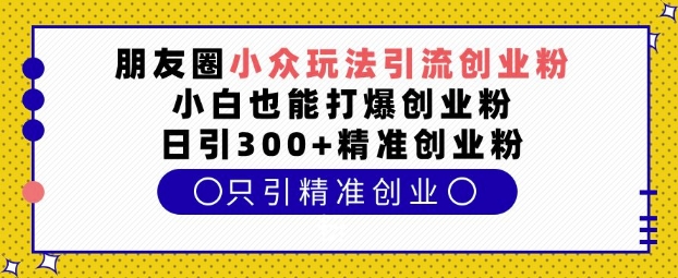 朋友圈小众玩法引流创业粉，小白也能打爆创业粉，日引300+精准创业粉【揭秘】-网创资源