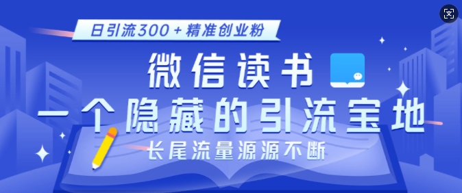 微信读书，一个隐藏的引流宝地，不为人知的小众打法，日引流300+精准创业粉，长尾流量源源不断-网创资源