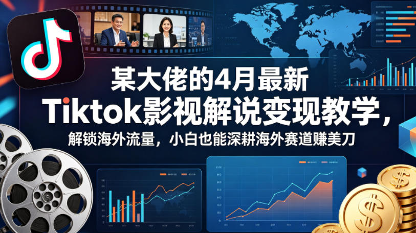 某大佬的4月最新Tiktok影视解说变现教学，解锁海外流量，小白也能深耕海外赛道賺美刀-网创资源