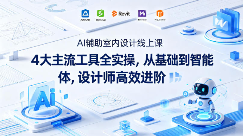 AI辅助室内设计线上课｜4大主流工具全实操，从基础到智能体，设计师高效进阶-网创资源