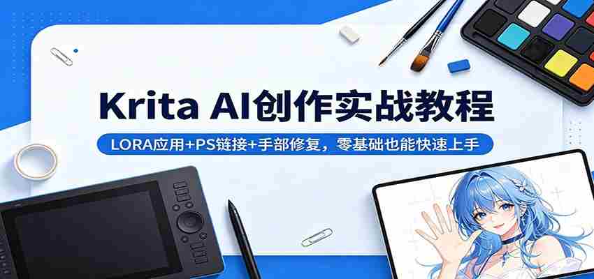 Krita AI创作实战教程：LORA应用+PS链接+手部修复，零基础也能快速上手-网创资源