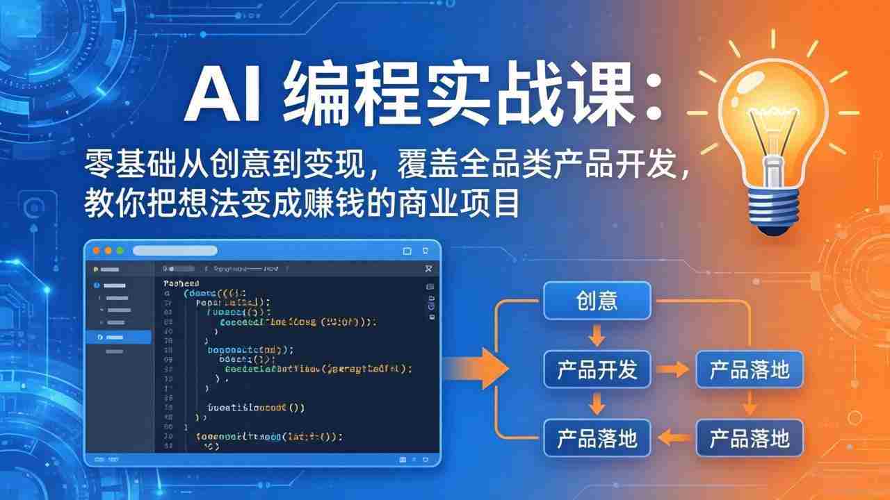 （18307期）AI编程实战课-第三期-5月3更新：零基础从创意到变现，覆盖全品类产品开发，把想法变成赚钱项目-网创资源