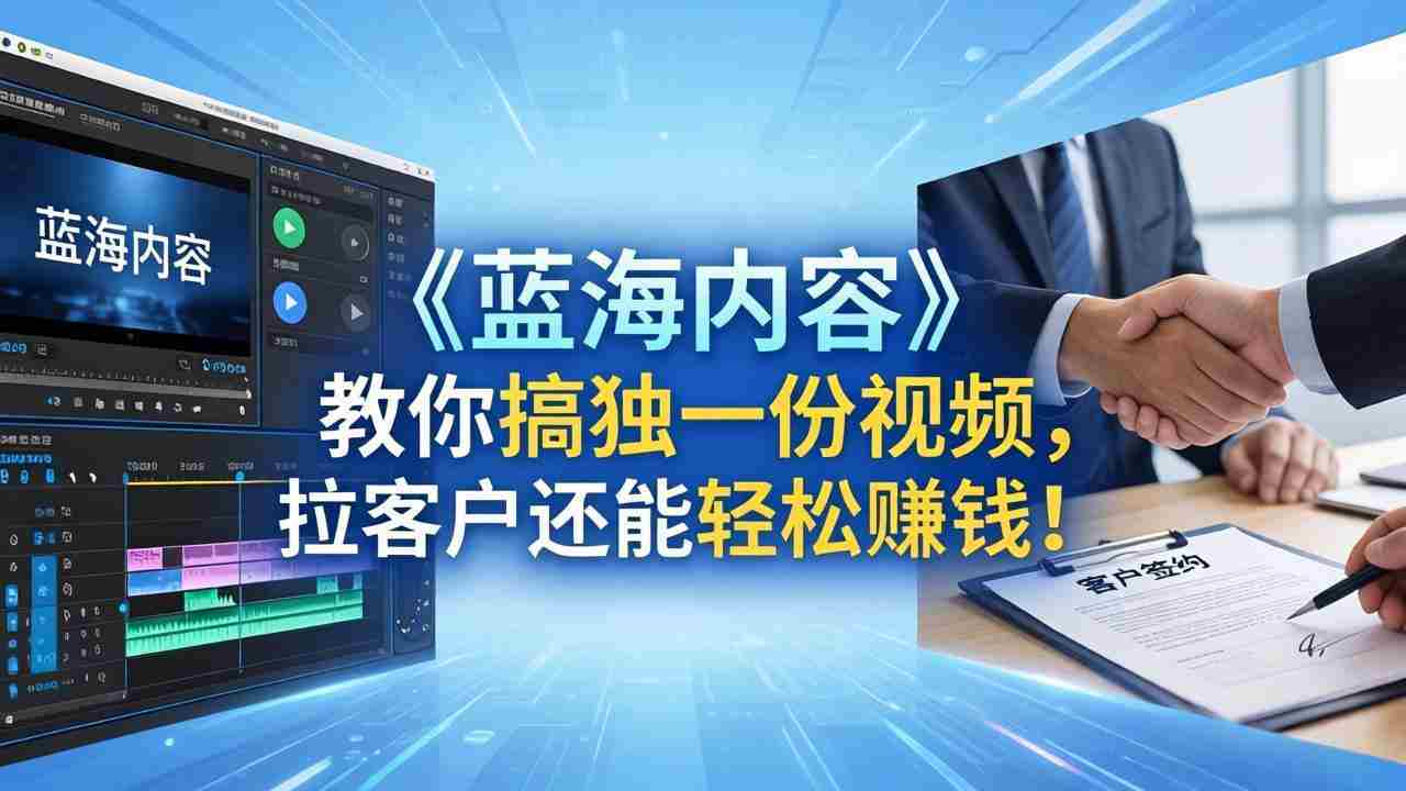 （18301期）做视频卷不动了？《蓝海内容》教你搞独一份视频，拉客户还能轻松赚钱！-网创资源