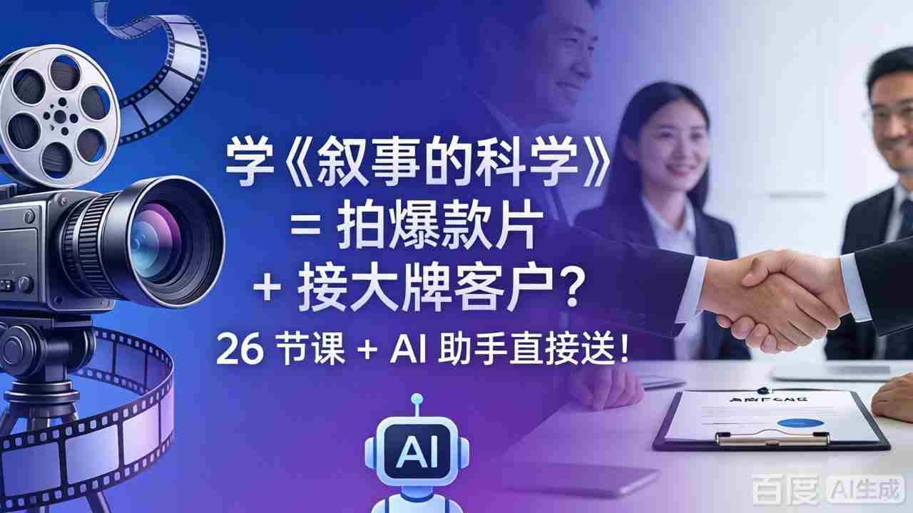 （18302期）学《叙事的科学》= 拍爆款片 + 接大牌客户？26 节课 + AI 助手直接送！-网创资源